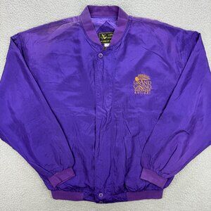 Grand Casino Gulfport Jacket Men Extra Large Purple Bomber Silk Logo Visions VTG